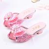 Sandali Estivi da Bambina Ciabatte Paillettes Principessa Bambini Tacco Alto Scarpe da Festa in Pelle Ciabatte per Bambini