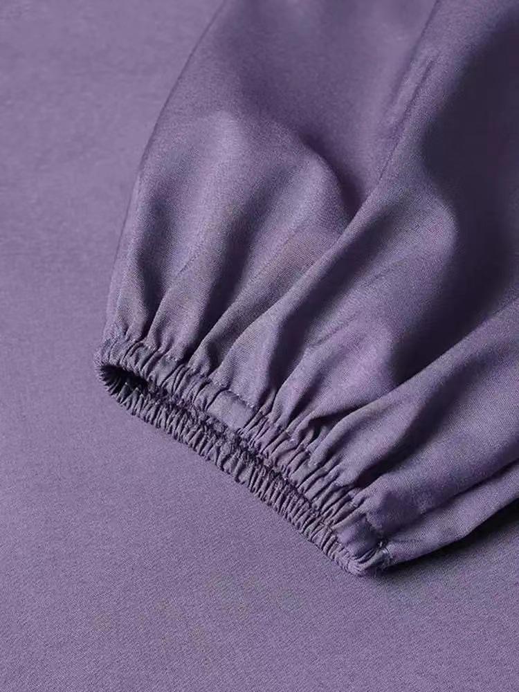 Frühlingsmode Langärmeliges Kleid Einfarbig Locker Lässiges Kleid