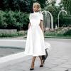 Women's Elegance: Round Neck Short Sleeve Slimming Party Dress
