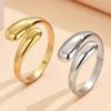 Gold Plated Stainless Steel Adjustable Water Drop Open Ring for Women