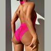 Spitzen Neckholder Rückenfreier Einteiler Dessous Bodysuit Durchsichtiges Blumenmuster Elastisches Material Intimwäsche für Damen