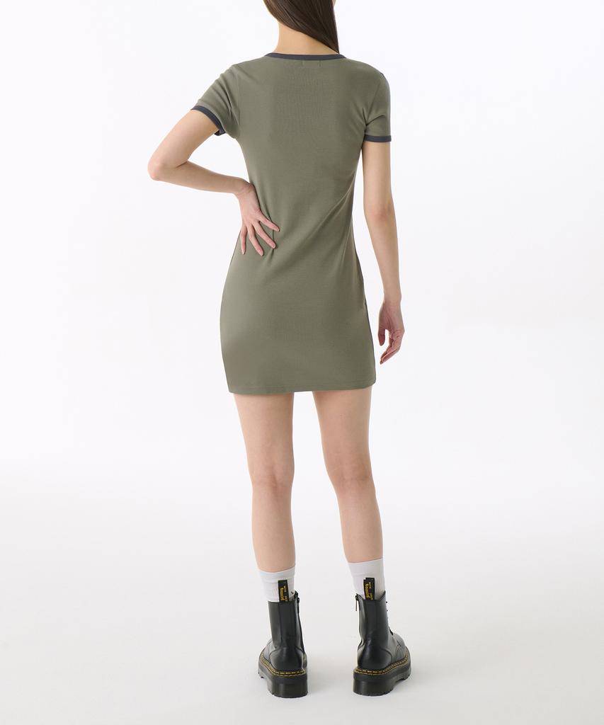 MUSINSA STANDARD WOMAN Women'S Slim Ringer Jersey Mini Dress [Sage/Dark Grey]