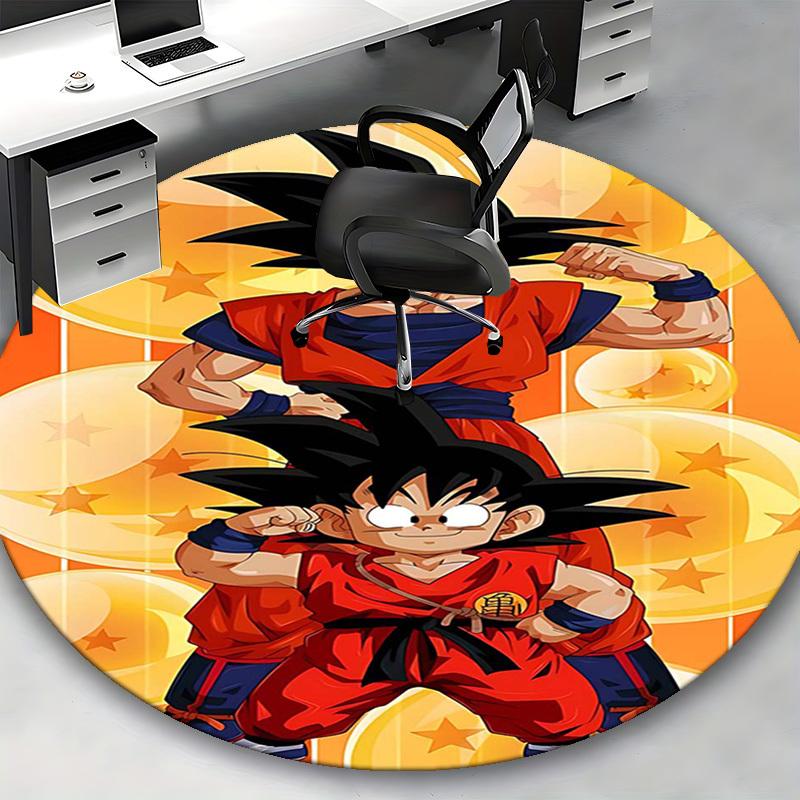 1pc Dragon Ball Z Goku & Vegeta Round Carpet - Anime Cartoon Design Chair Mat, Non-Slip Rug for Office, Home Decor, Living Room