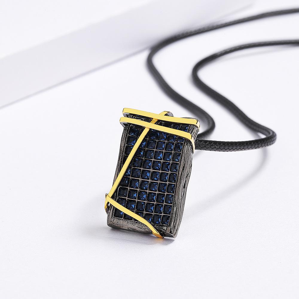 Creative Black Gold Pendant with Blue Zircon Collarbone Chain and Irregular Black Gold Jewelry