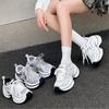 Thick-soled Paris Daddy Shoes Women's 2025 Summer New Leather Mesh Small Man Height Increase Breathable Mesh Casual Sports Shoes