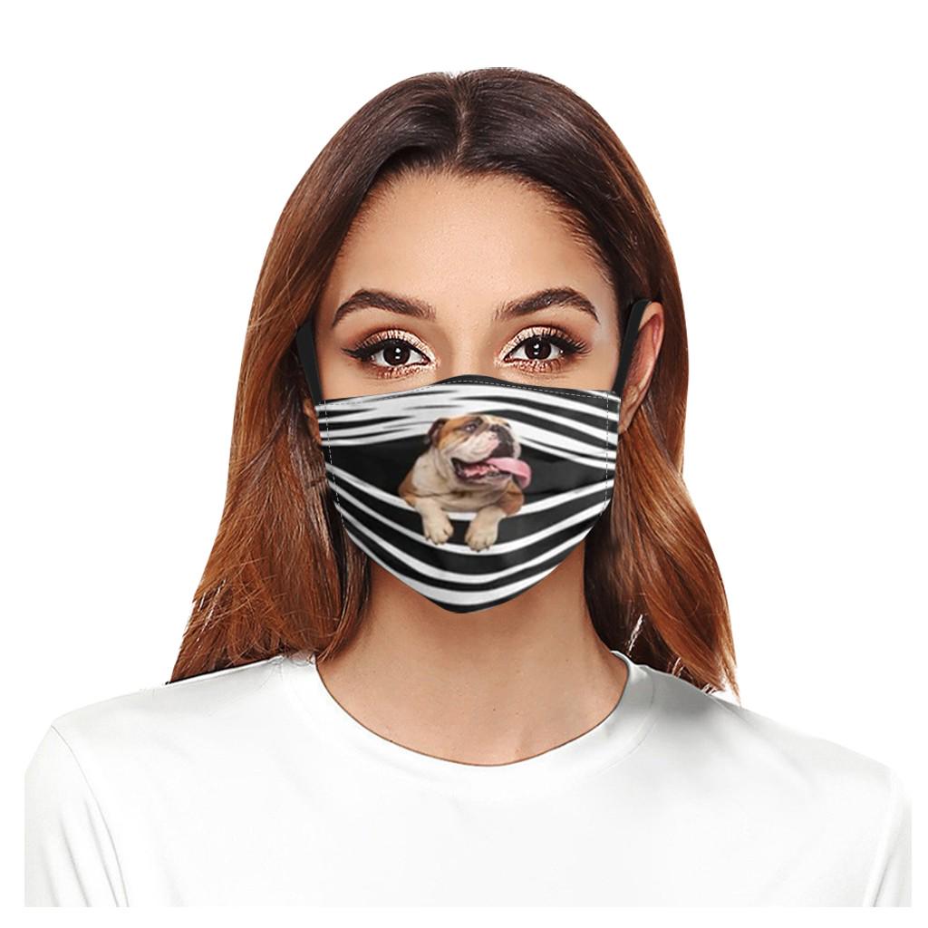 1PC Mask + 2 PC Filters General Dogs Prints Breathable Washable Mask Face Cover