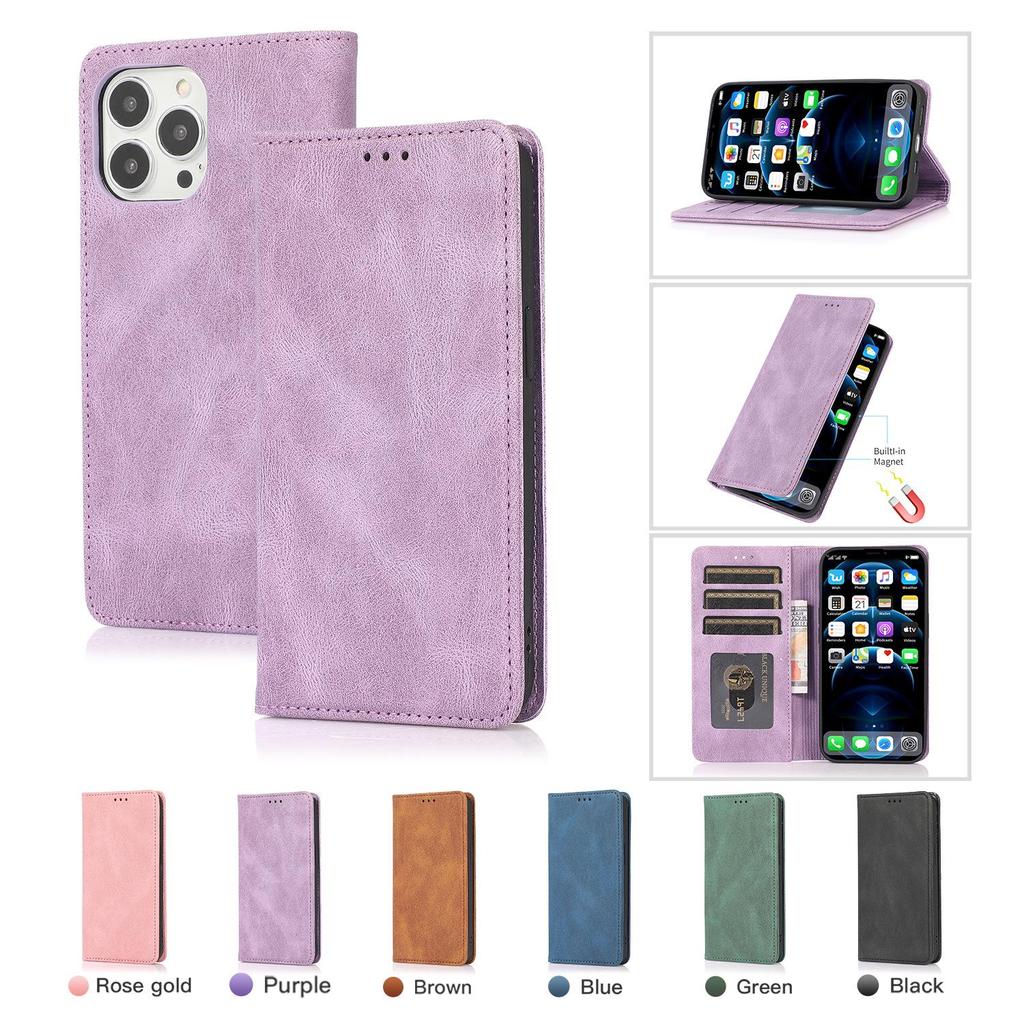 iPhone 17 Pro Max Magnetic Leather Flip Case in Pure Black