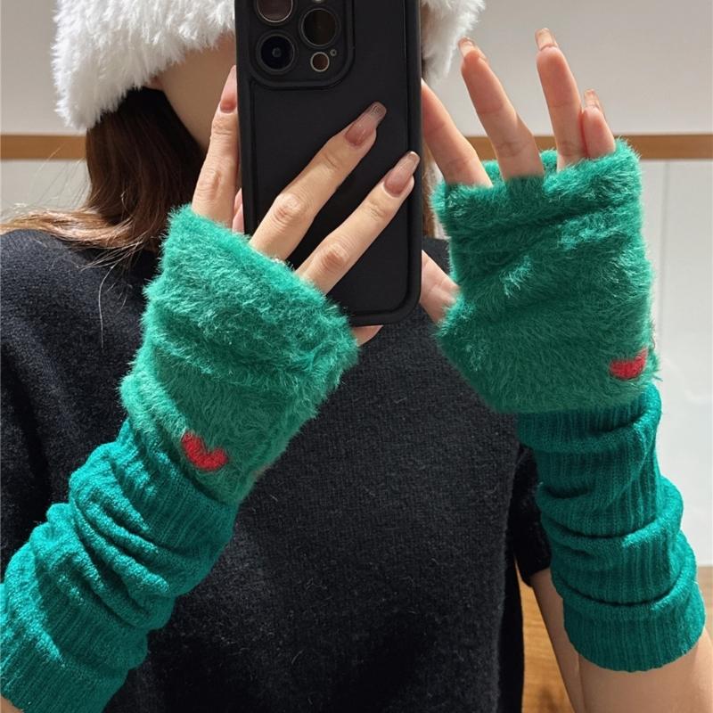 Elbow Arm Sleeves Slouchy Y2K Warm Gloves for Women Girl Casual Hand Warmers
