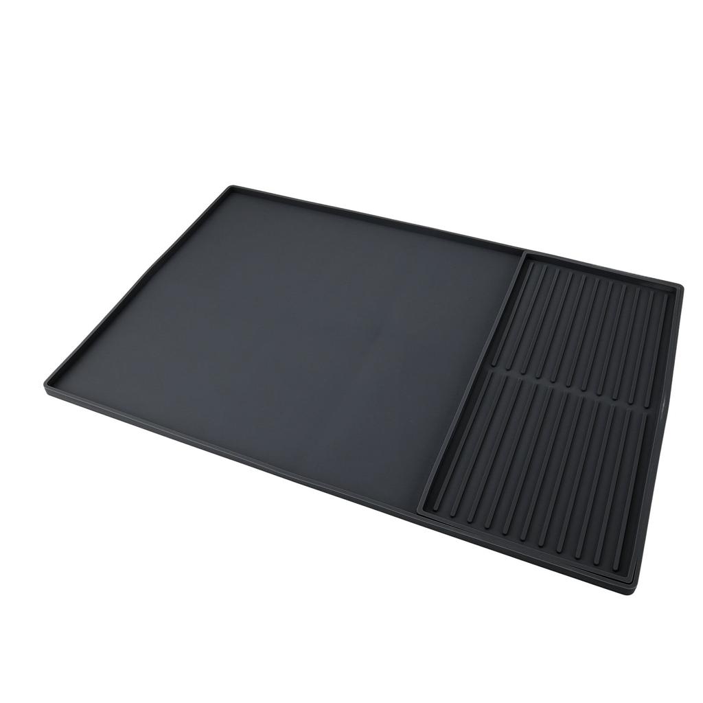 Coffee Machine Bar Mat Heat Insulation Silicone Dual Zone Drying Mat and Drip Tray for Kitchen