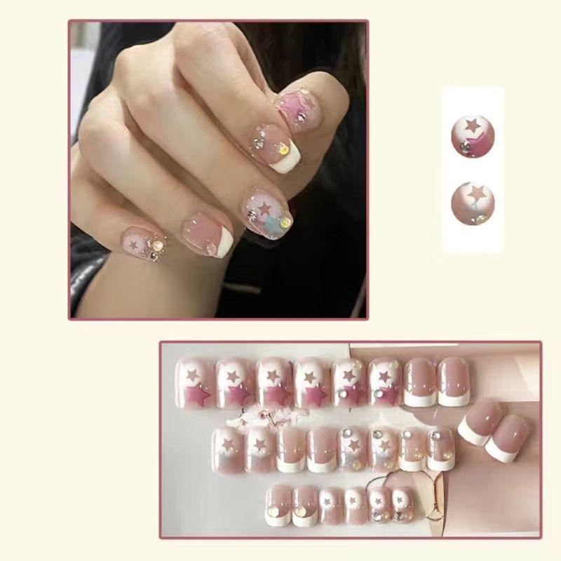 

Millennium Sweet Girl Wear Methyl Dopamine Nail Patch Nail Sticker Half-Handmade Fake Nails Nail Stickers Finished Nail Millennium Sexy (send five wearing tools)