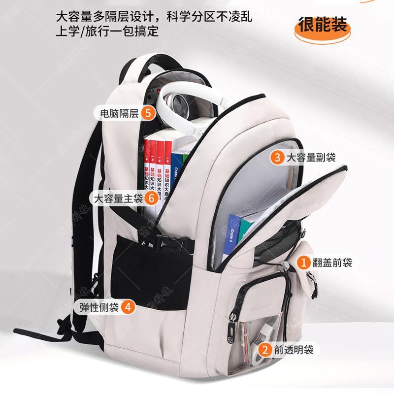 New Large-capacity Primary School Schoolbag, Boy Junior High School Student Burden Reduction, Female High School Student Spine Backpack
