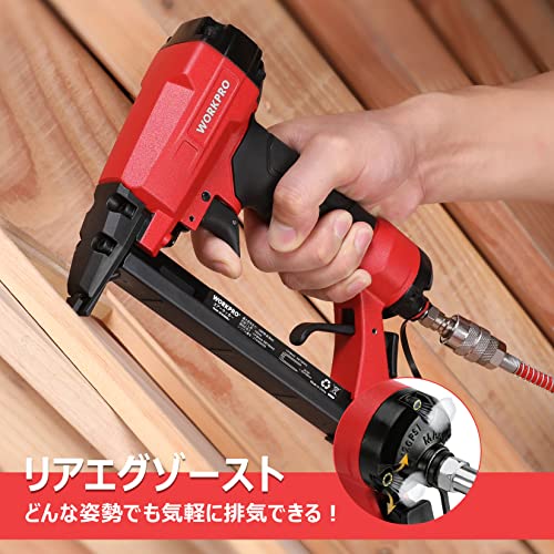 WORKPRO Air Nailer with 1000 Staples, Safety Lock to Prevent Misfires, Standard Pressure, Lightweight, Compact, 360° Exhaust Adjustment, C-Shaped Repl