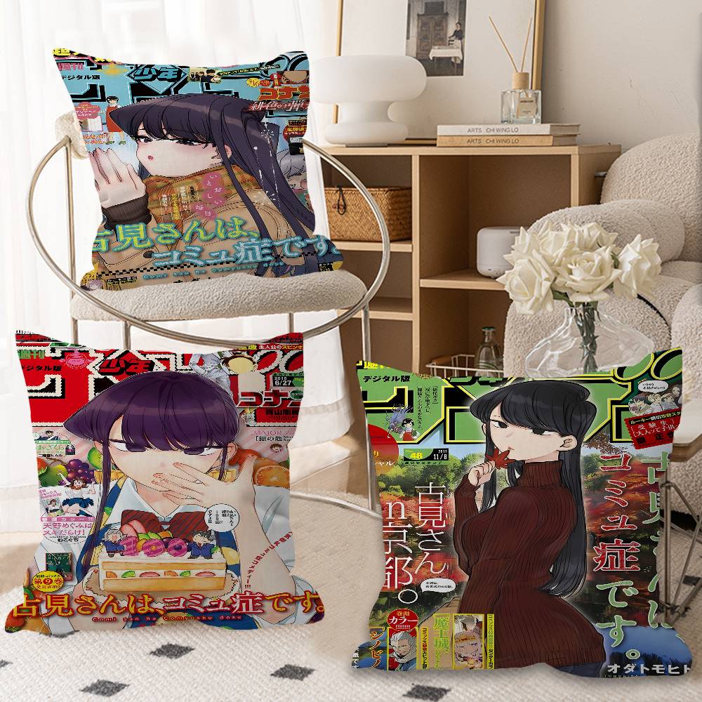 Anime Komi San Can't Communicate Pillow Gifts Home Office Furnishings Bedroom Sofa Car Cushion Cover Case 45x45cm