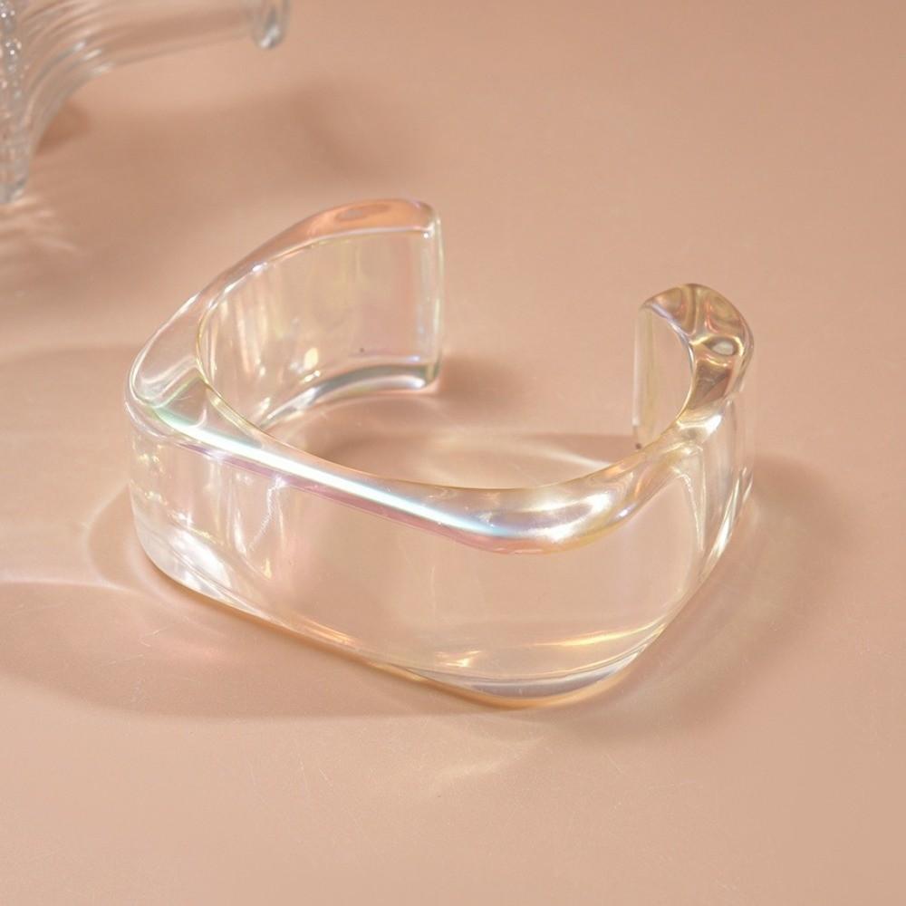 AB Colorful Acrylic Opening Bangle Irregular Large Resin Bracelet Fashion Wide Cuff Bracelet  Women