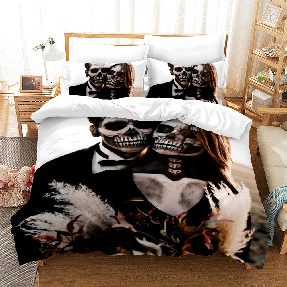 Rose Skull Halloween Bedclothes, King Size Bed Cover Set, 3D Print, Playing Card, Western Europe, High Quality Bedding Set