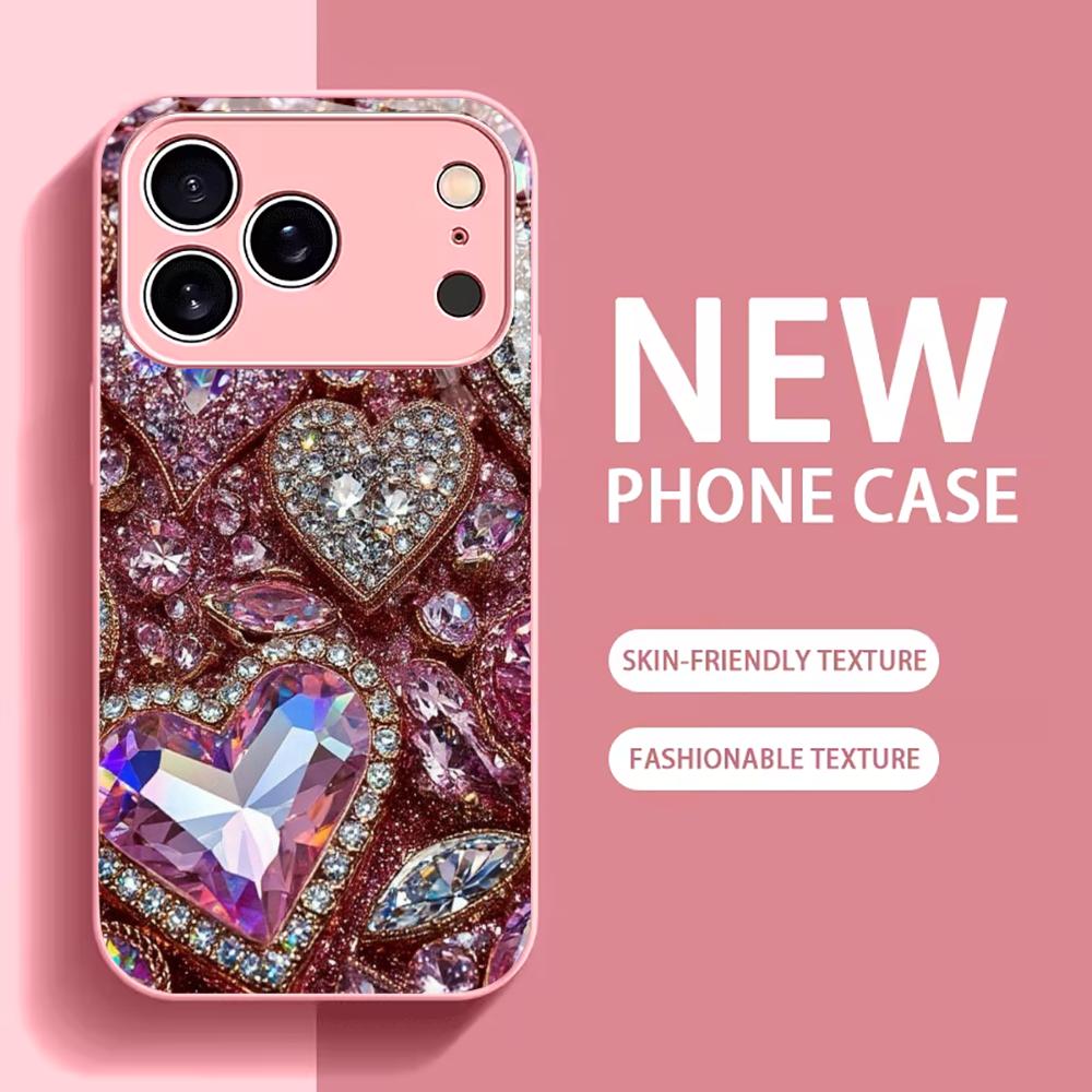 Diamond Love Madam Protect PhoneCase Glass PhoneCase for iPhone 17 16 15 14 13 12 11pm Pro Plus Dropresistant cellphone Female