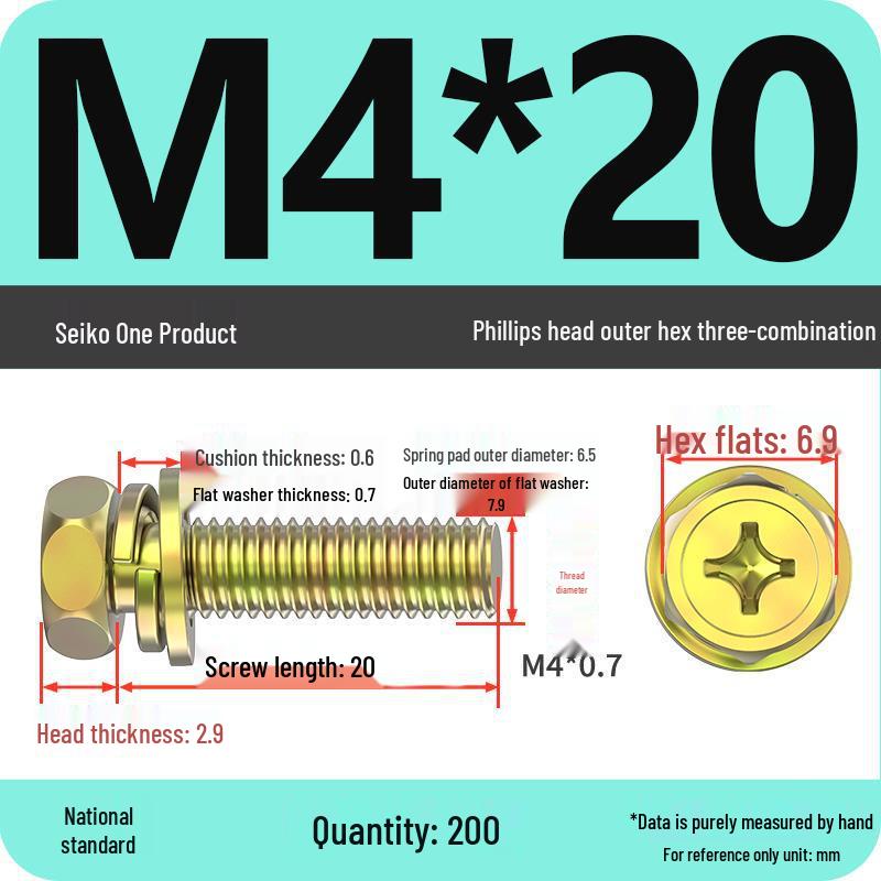 Hexagon Head Combination Screw Bolt Set with Washer and Spring Washer