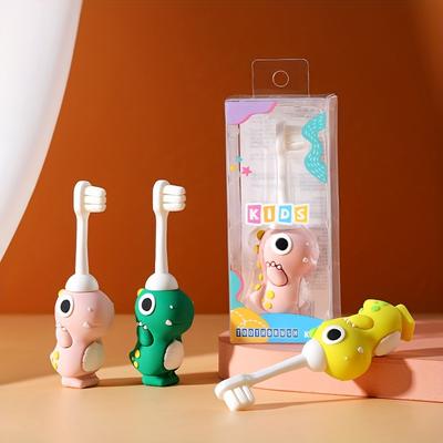 Kinder Weiche Dinosaurier-Zahnbürste, Leicht zu Reinigen, Lustiges Cartoon-Design, Geeignet für Kleine im Alter von 3-6 Jahren, Perfekt für die Mundpflege im frühen Kindesalter