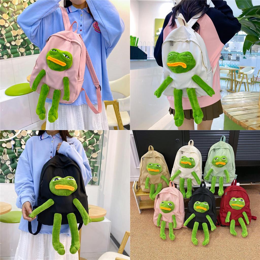 Cartoon-Frosch-Rucksack für Kinder und Jugendliche, Oxford-Stoff, lässige Schultasche mit Luftstrom-Komfort