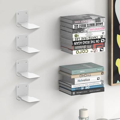 Heavy-Duty Invisible Floating Bookshelf Holder No Drill Hidden Hanging Storage Organizer for Bedroom Living Room Office Library