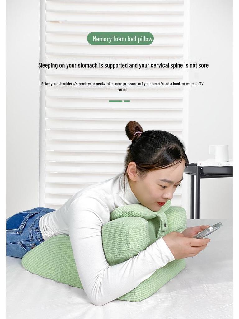 Stomach Sleeper Cervical Pillow - Slow Rebound Memory Foam Neck Support for Home Use.