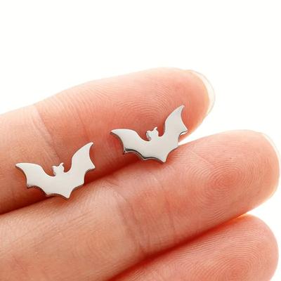 Fashionable Simple and Personalized Stainless Steel Bat Earrings