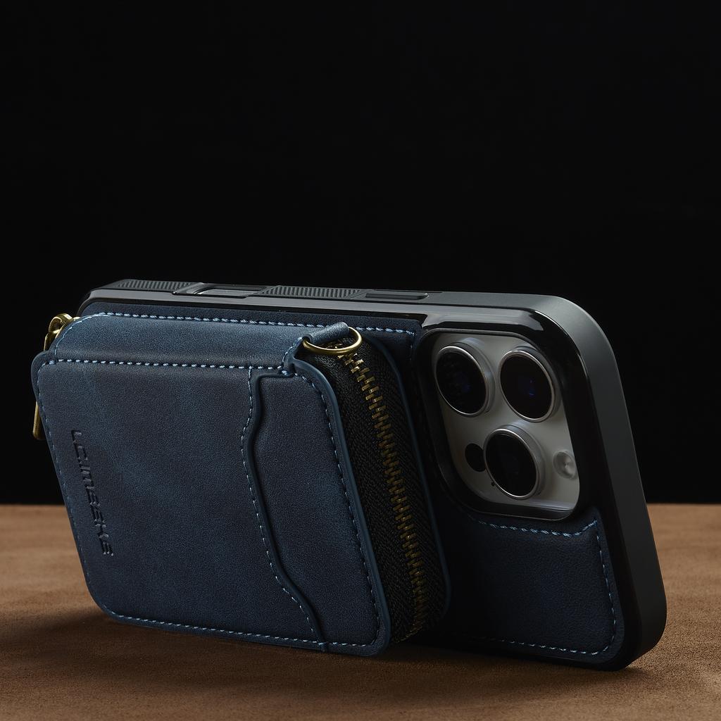 2 In 1 Detachable Magnetic Zipper Card Solt Wallet Leather Case For iPhone 17 Pro Max 16  Plus 15 14 13 12 11 Purse Bag Cover