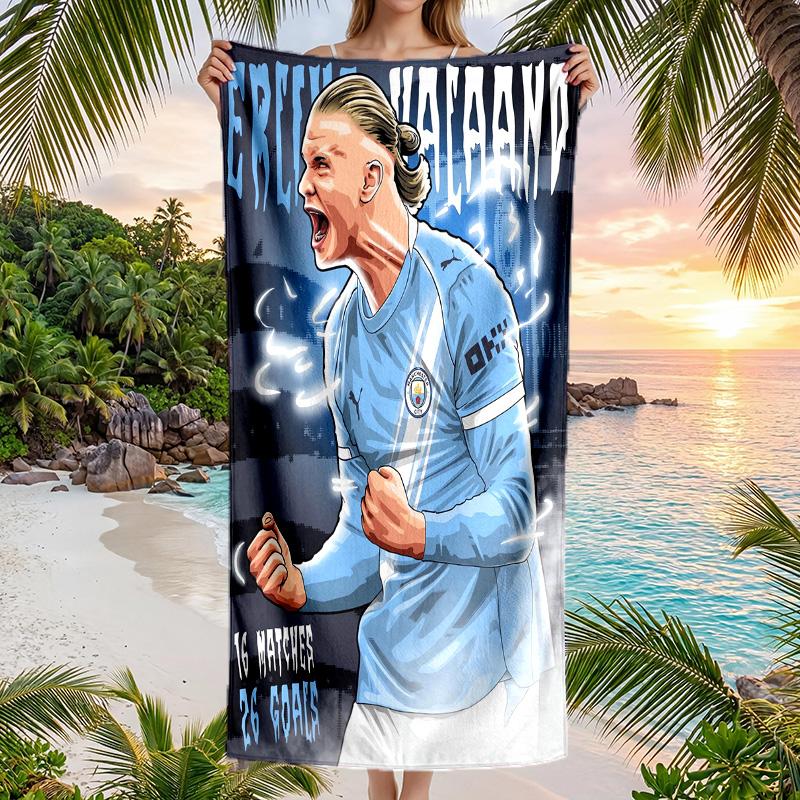 Erling Haaland Strandtuch Weiches Mikrofaser Sommerhandtuch Schnelltrocknendes Saugfähiges Handtuch für Strand Schwimmbad Reisen