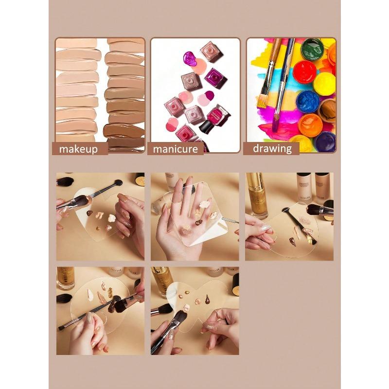 3pcs/set Makeup Mixing Palette, Professional Stainless Steel Makeup Tool Palette, Color Mixing Stick, Foundation Makeup Brush, Makeup Tool