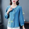 T-Shirt Tops Women Cotton Blouse Oversized Comfortable Stretch Long Sleeve T-Shirt Solid Color Round Neck Loose Tops