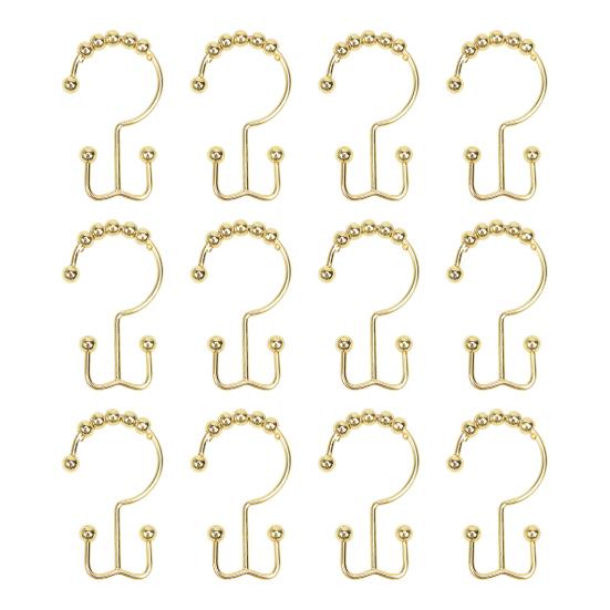 12 Pcs Shower Curtain Hooks Rust Proof Metal Shower Curtain Hooks Double