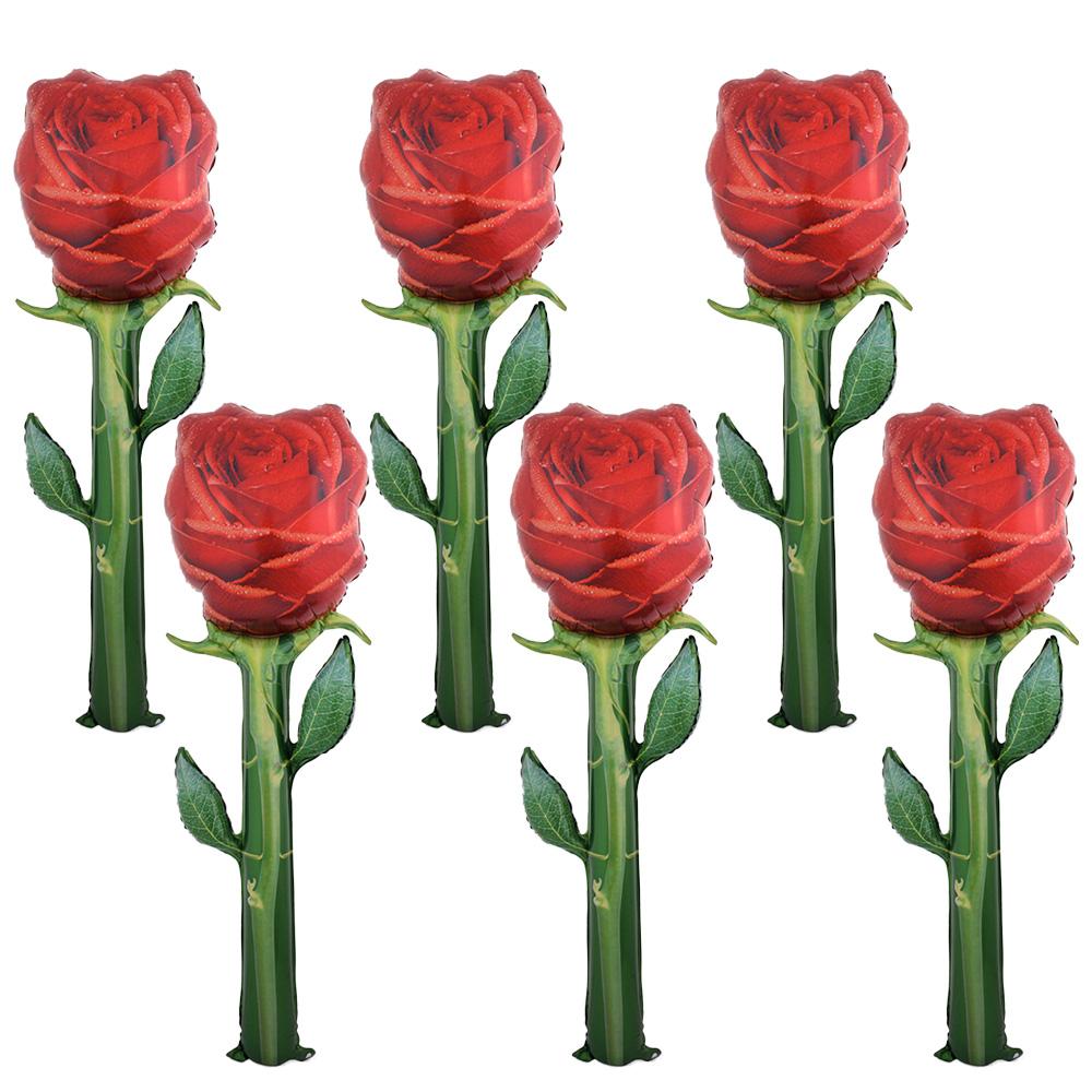 1 Artificial Rose Flower, 1 Large Rose Aluminum Foil Balloon, Suitable for Valentine's Day, Birthday Parties, Confession and Proposal, Wedd