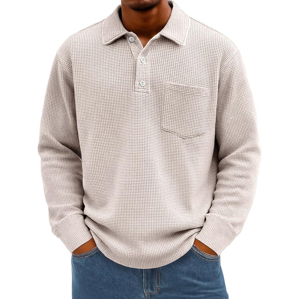 Men's Knit Casual Pocket Collar Pullover , Long Sleeve Daily Wear