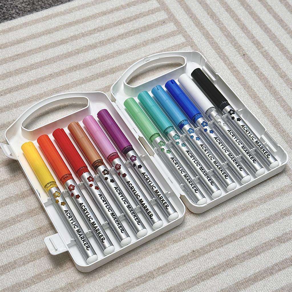 48 Colors Straight Liquid Acrylic Paint Marker Pens with Soft Brush Tip - Non-bleeding, Layerable, for Fabric, Canvas, Rock