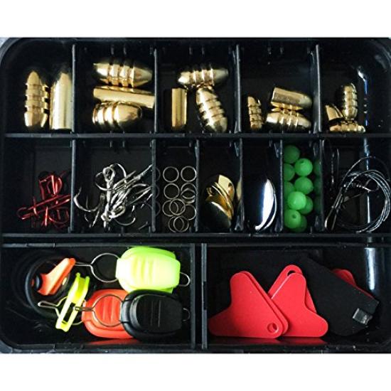 Zmart 128 Pieces Sink Fishing Sinker Tackle Box Sinkers, Hooks, Swivels, Stoppers, Weights, Accessories, Weights, Connectors, Sequins, Lures,