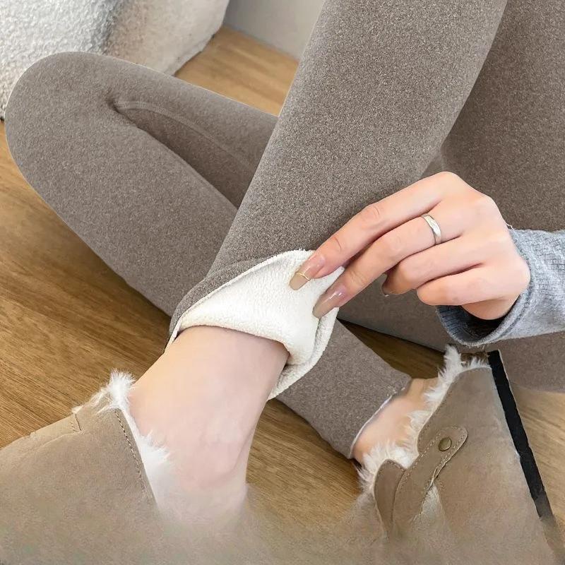 Self Heating Thermal Underwear Women Winter High Waist Tight Double Brushed Seamless Leggings Fleece Lined Thick Warm Pants