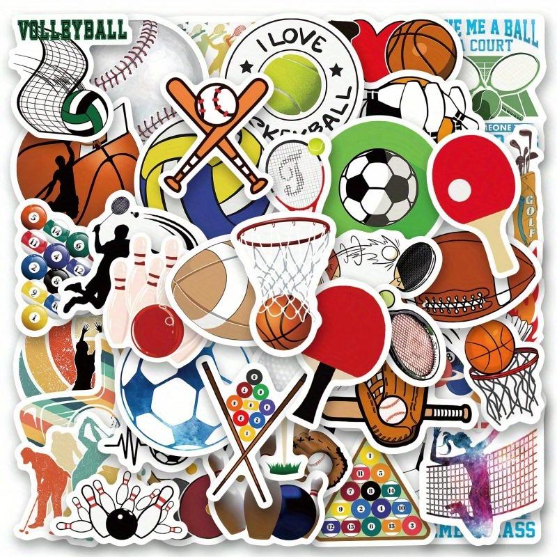 

50PCS Sports Mix Ball Stickers Vinyl Stickers Scrapbook, Journaling, Laptop, Bumper, Skateboard, Water Bottles, Computer, Phone, Cartoon one-size разноцветный