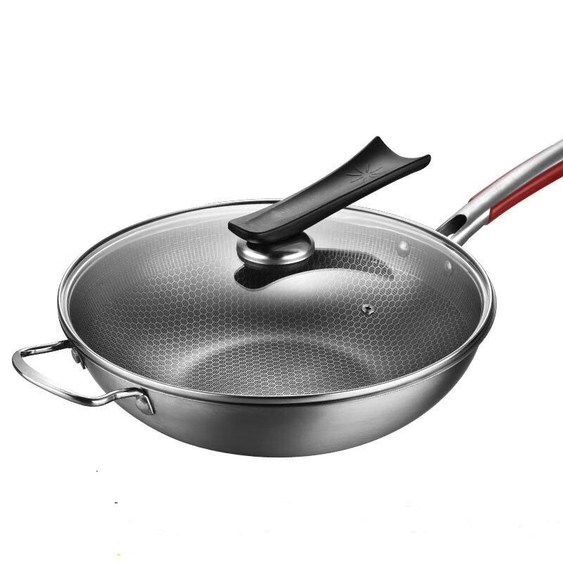 Wutuo Kangbale 34cm Honeycomb Non-stick Wok with Glass Lid