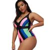 2022 Plus Size Slimming One-Piece V-Neck Spaghetti Strap Swimsuit for Women