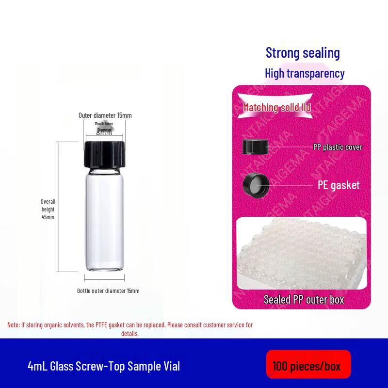 

4ml Clear Glass Sample Bottles with PE Seal Screw Caps