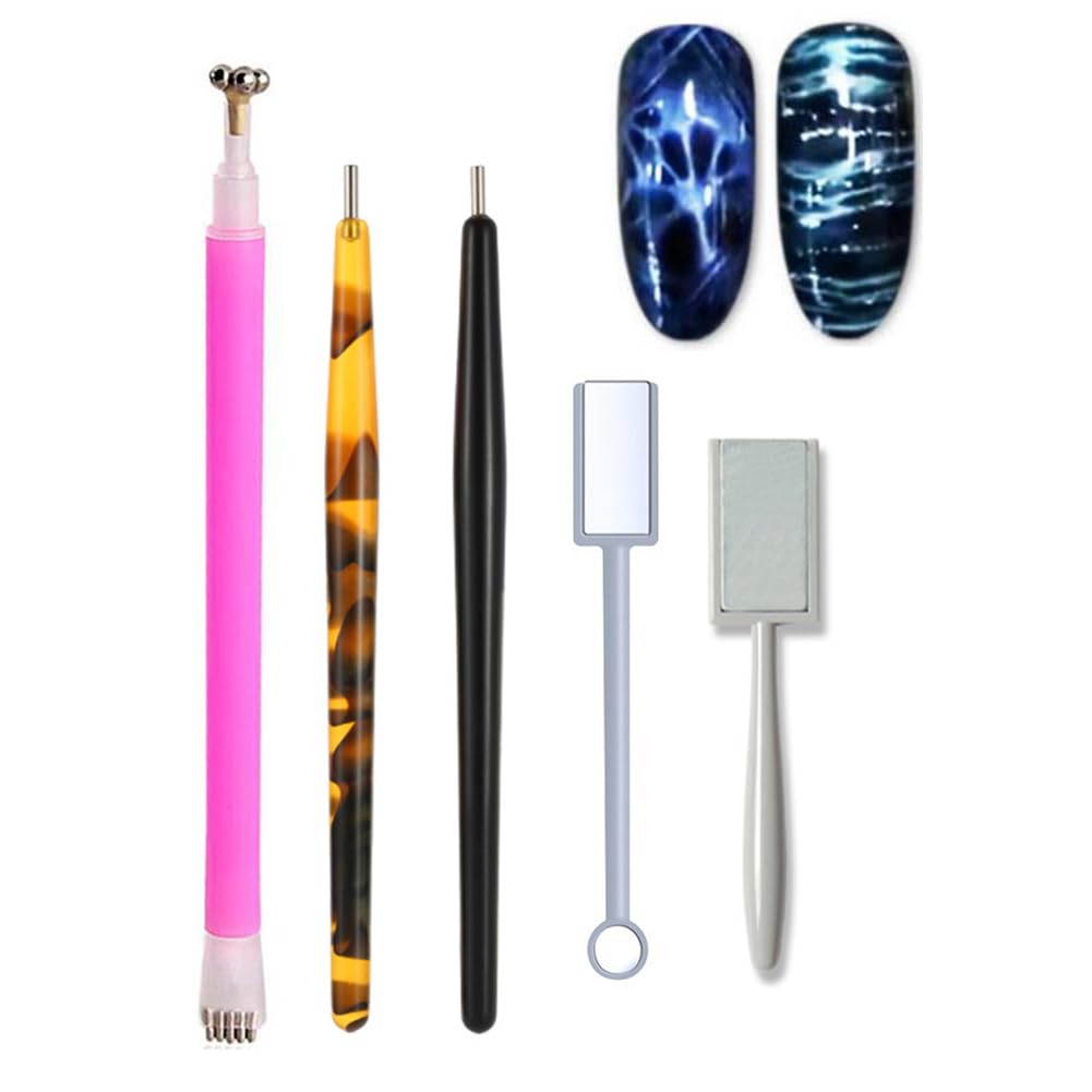 

YIKOOLIN 5 шт. набор инструментов для ногтей с магнитом «кошачий глаз» с двойной головкой в виде цветка для ногтей магнитная палочка для гель-лака «кошачий глаз»