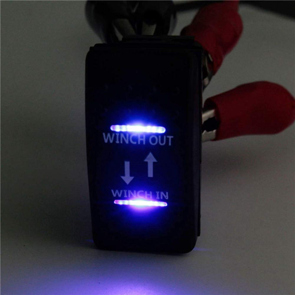 2pcs 20A Winch Out On Rocker Switch 7 Pin LED, Blue & Green