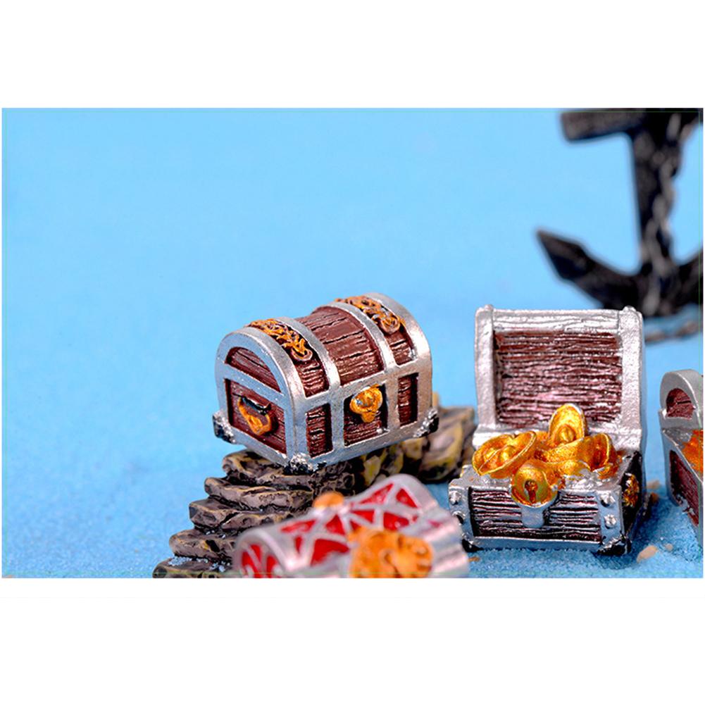 Resin Gold Coin Treasure Chest Aquarium Mini Cartoon Mediterranean Seabed Ornament Non-safe Decoration For Home Office Perfect Gift