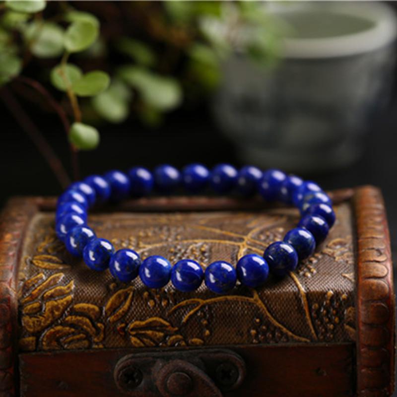Natural Lapis Lazuli Bracelet Unpolished, unglued imperial lapis lazuli bracelet Crystal jewelry with lapis lazuli 8mm(7.8-8.5mm)