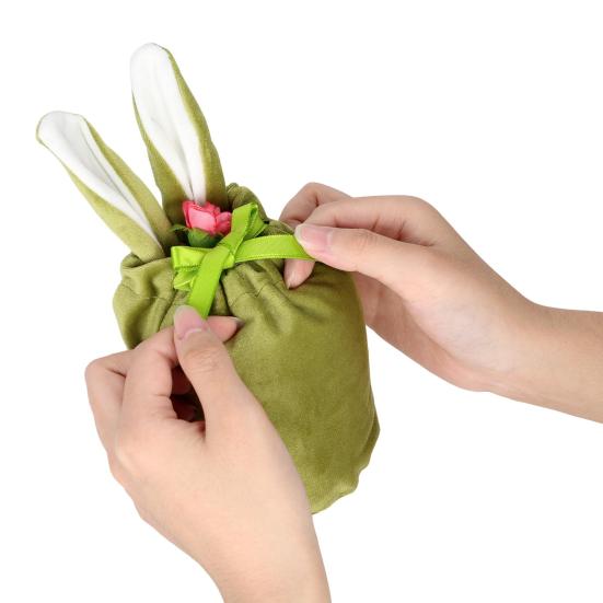 24 Stück Hasen-Geschenktüten, Samttüten mit Kordelzug, Hasen-Geschenk