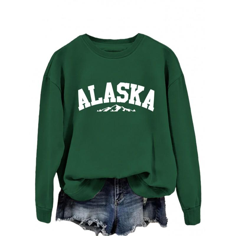 Womens Oversized Crewneck Long Sleeve Sweatshirt Casual Streetwear Printed Cotton Hoodie-Free Size S-XXL