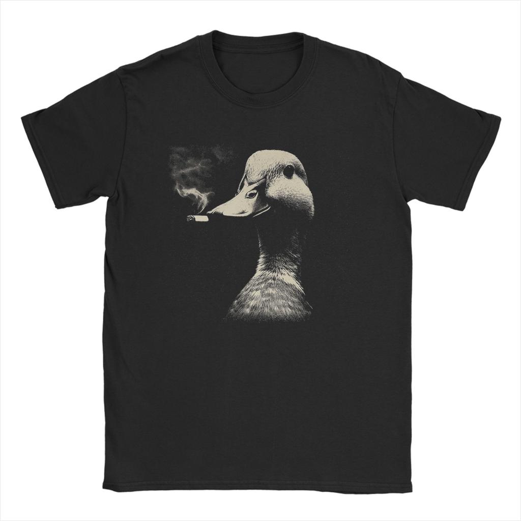 Mallard Duck Smoking A Cigarette Vintage Funny Duck Hunting T Shirt Summer Cotton T-Shirts For Men Harajuku Print Tshirt