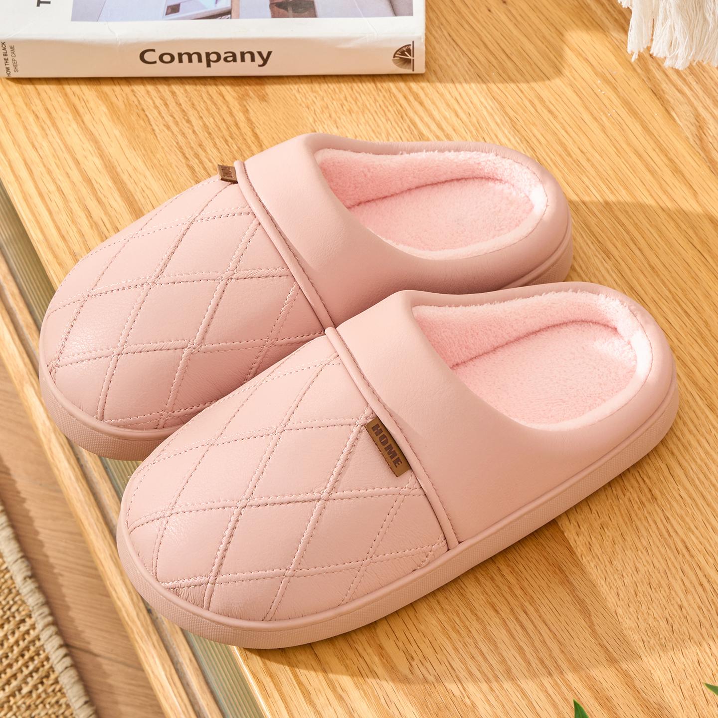 

Зимние женские домашние тапочки плюшевые теплые с толстой подошвой шлепанцы дышащие мягкие нескользящие тапочки для дома и улицы мужские повседневные тапочки 36-37 розовый