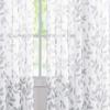 Elegant Grey Leaf Printed Curtains Suitable Living Room Daily Use Fresh Pole Type Translucent Gauze Set Of 2 Made Polyester Area Decor