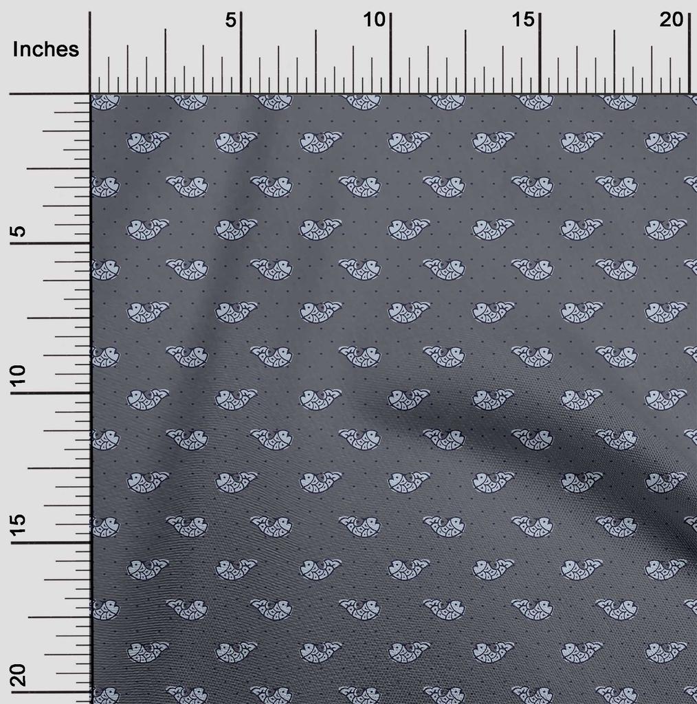 oneOone Cotton Flex Fabric Fish Block Printed Craft Fabric BTY 40 Inch Wide